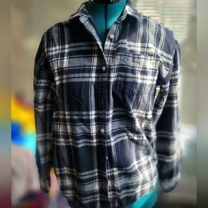 GAP teen flannel shirt black and cream size 12